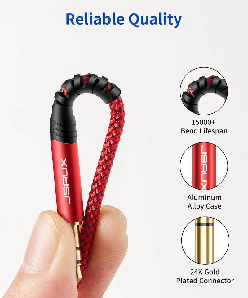 JSAUX 1/4 to 1/8 Cable Stereo Audio Cable 6M 6.35mm 1/4" Male to 3.5mm 1/8" Male TRS Bidirectional Stereo Audio Cable Jack 20FT for Guitar, iPod, Laptop, Home Theater Devices, Amplifiers-Red - Image 3